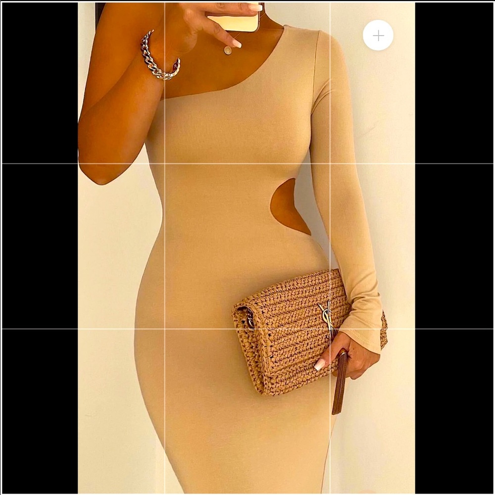 TAN JULIA MIDI DRESS